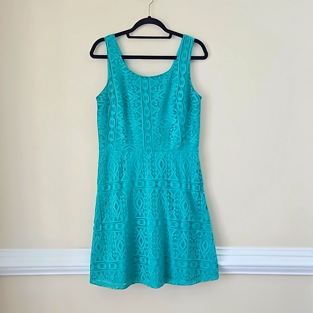 SZ 10, Seafoam green lace knit dress